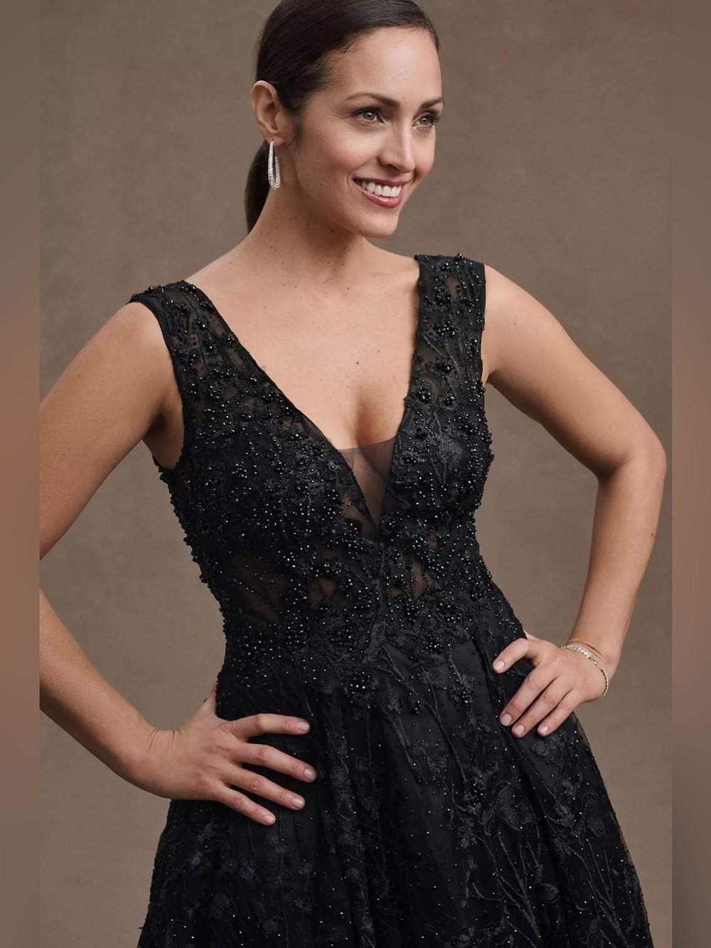 Mac Duggal Gianna V-Neck Beaded A-Line Gown - Picture 15 of 15